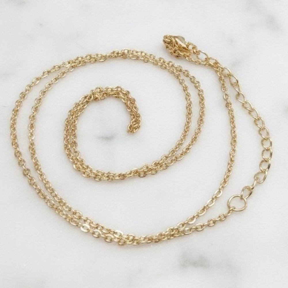 New 18K GP Yellow‎ Gold Plated Cable Link Chain Necklace 18-20 Inch Adjustable